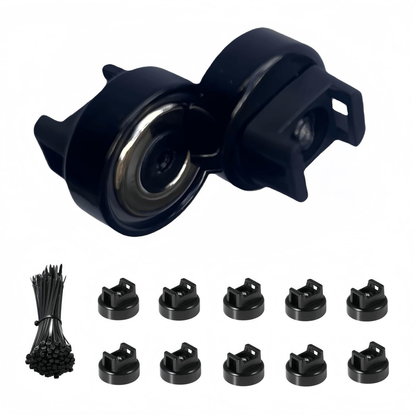 Heavy-Duty Magnetic Zip Tie Mounts,10Pcs Multipurpose Cable Holder with Nylon Cable Ties (50 Pieces) for Efficient Wire Management