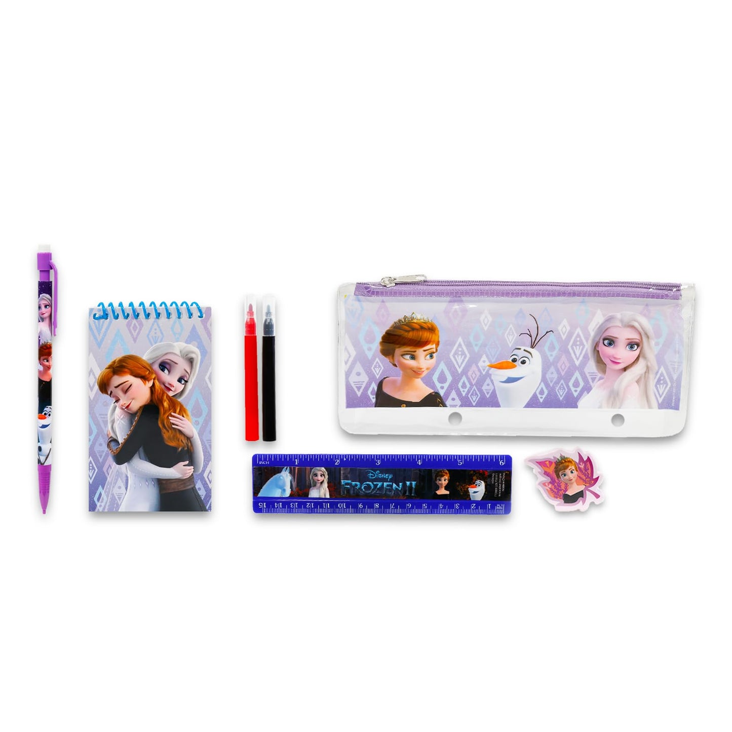 Disney Frozen 2 Kids School Supplies Set with Pencil Case, Pencils, Notebook Featuring Elsa, Anna, Olaf, and More | Frozen Stationery - 11 Pcs Bundle
