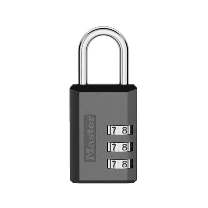 Master Lock Black Combination Padlock, Indoor Gym Locker Lock with Customizable 3-Digit Code for Luggage, Backpacks, Cabinets, 647BLKEC