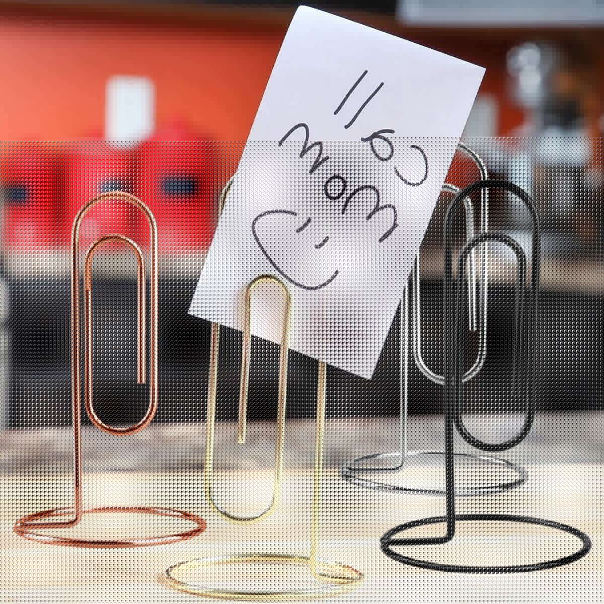 5.2 Inch Desktop Memo Holder, 4 Pack Jumbo Metal Desk Paper Clip Organizer for Office Table, Place Card, Bills, Photos, Table Numbers, Multi-Purpose Document Stand Accessory