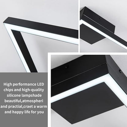 MADEM Modern LED Ceiling Light 15.74'' Black Flush Mount Ceiling Light 2160LM 27W LED Chandelier Square Ceiling Lamp Fixture for Bedroom Dining Room Living Room