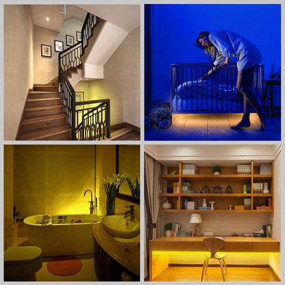 OriFiil LED Strip with Motion Sensor, 150 cm LED Strip Cabinet Lighting, Battery Operated Night Light, 3000 K Warm White Strip for Children's Room, Bedroom, Kitchen, Orientation Light