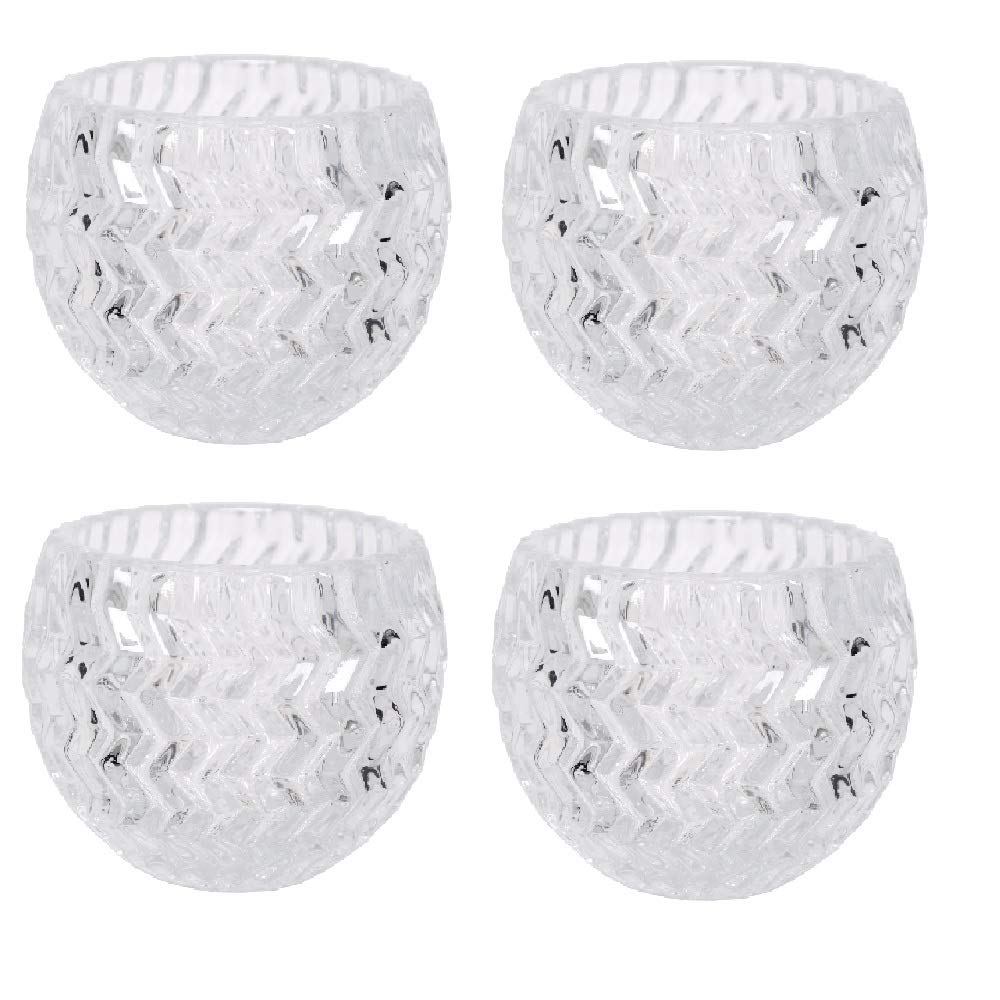 Hosley Set of 4 Clear Glass Tealight Candle Holder 3.78 Inch Diameter. Ideal Gift for Wedding Party Favor Spa Home Bridal Reiki Meditation.