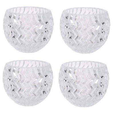 Hosley Set of 4 Clear Glass Tealight Candle Holder 3.78 Inch Diameter. Ideal Gift for Wedding Party Favor Spa Home Bridal Reiki Meditation.