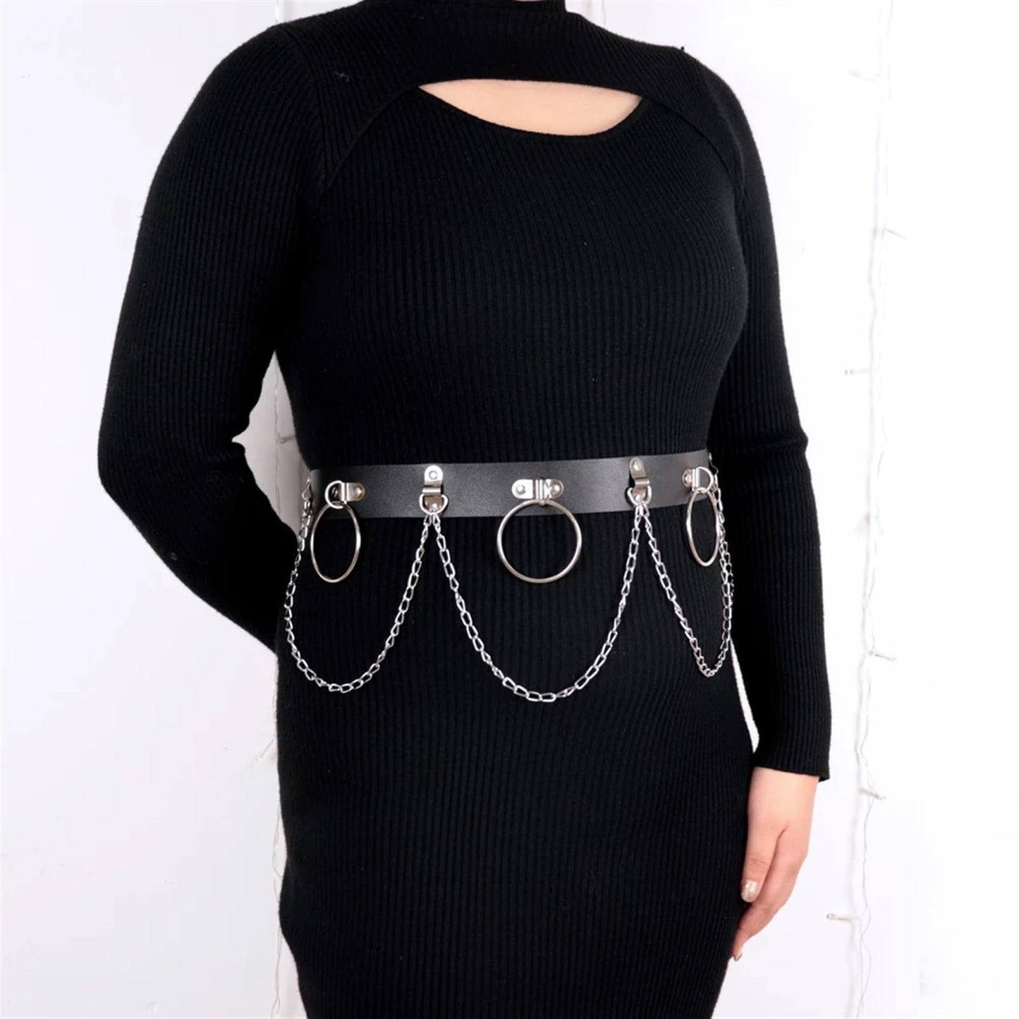 LYJZYXGS Plus Size Women Fashion Leather Harness Waist Belt Studded Decor Decorative Harness Straps Suspenders For Women Gothic Clothing, Adjustable, Stylea