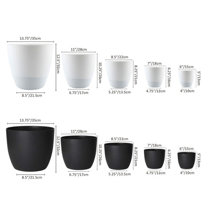 T4U 15CM Self Watering Plant Pots, Plastic Plant Pots Pack of 4, Self Watering Planter with Water Level Indicator, White Plant Pots Indoor Outdoor, Indoor Plant Pots for House Plants Flower Herb