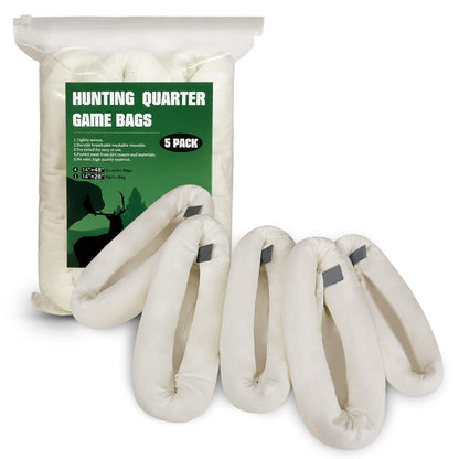 Gociean Game Bags Elk Hunting Meat Bags, 48inch 5-Pack Rolled Heavy Duty Quarter Bag, Reusable & Breathable Meat Game Bag with Reflective Strip for Elk, Caribou, Deer, Moose, Antelope, Duck