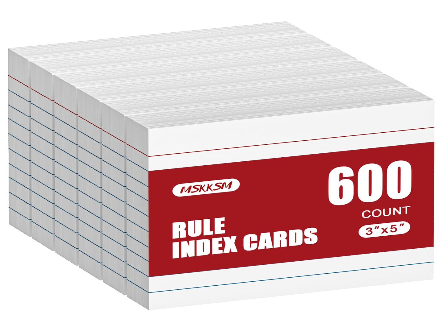 Index Cards 3x5 Inch - 600 Count, Ruled Index Flash Cards for Studying, Lined Index Note Cards 3x5 Flashcards, Notecards 3 x 5 Lined Small Index Cards Ruled White 3x5 Cards for Office, School, Home