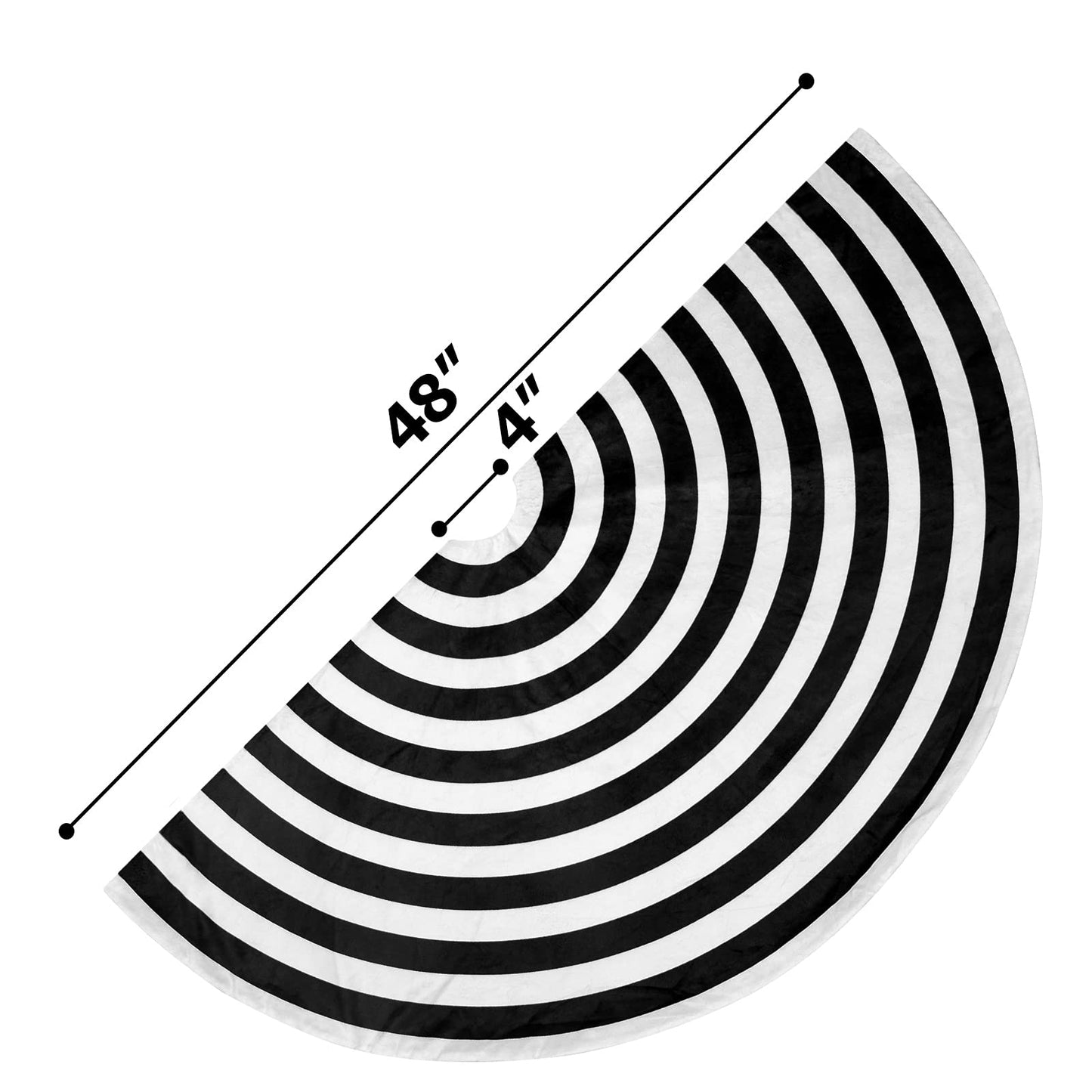 yuboo Black and White Christmas Tree Skirt 48 Inches, Annual Ring Spiral Tree Skirt for Halloween Decorations Ornaments Christmas Tree Decor