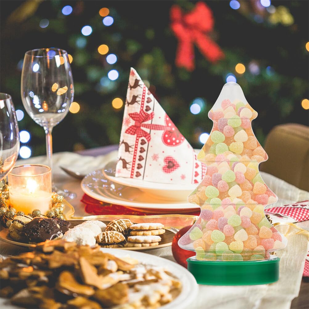 ABOOFAN 6pcs Christmas Tree Shaped Candy Boxes Clear Plastic Container Fillable Ornament Xmas Cookie Jars With Lid Biscuits Sweets Jars