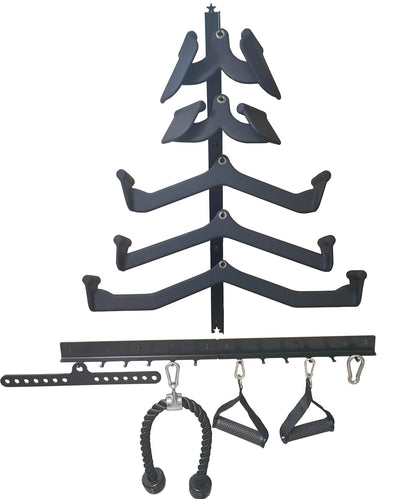 LJYMYSAK LAT Pull Down Bar Storage Rack Gym Storage Wall Organizer for Lat Pulldown Attachments, Cable Attachments Rack for Gym Accessories, Workout Equipment Storage