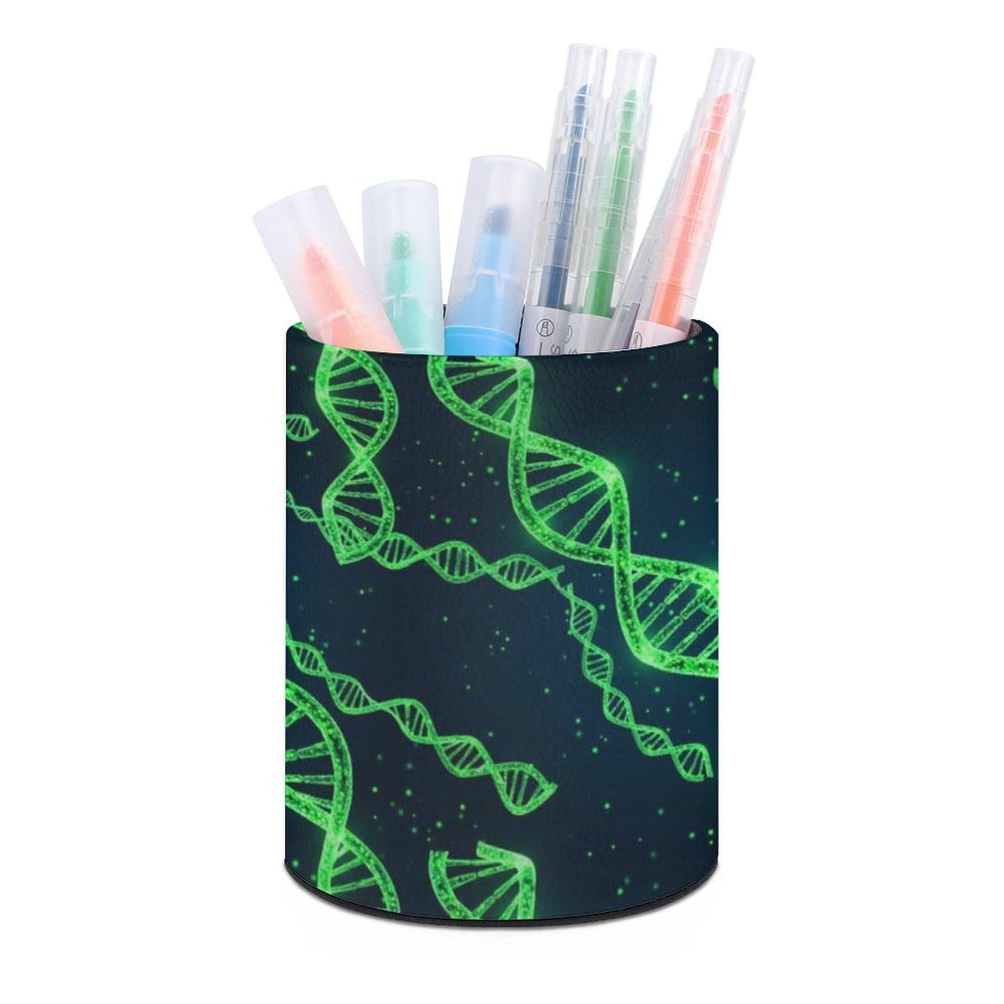 UTRSIFB Pen Holder Leather Pencil, Holder Cup Makeup Brush Storage Organizer, Waterproof Multifunctional Office Supplies DNA Science