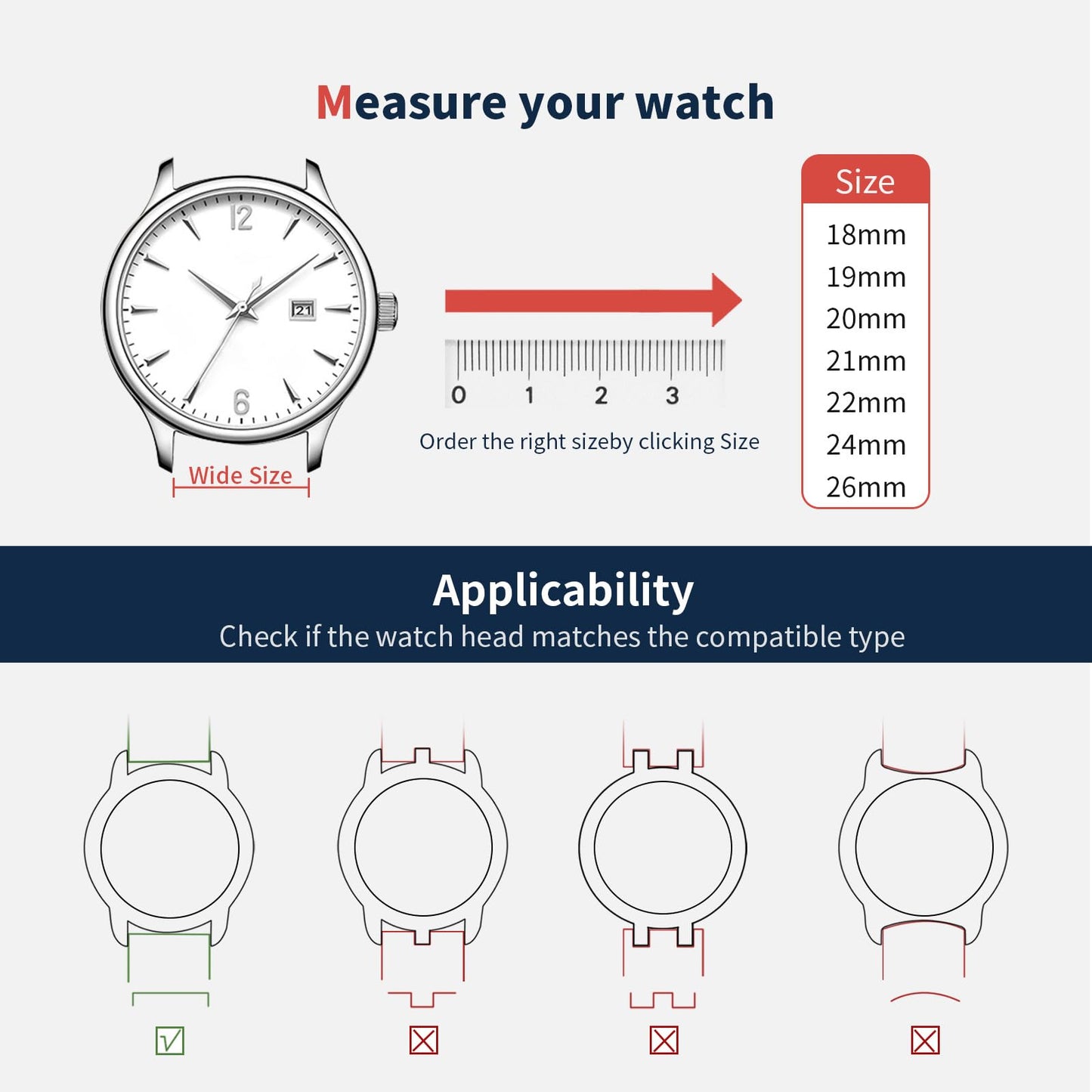 Fullmosa Watch Bands,18mm 19mm 20mm 22mm 24mm Quick Release Leather Watch Band Strap - Burnished Leather Watch Band Vintage Wristband