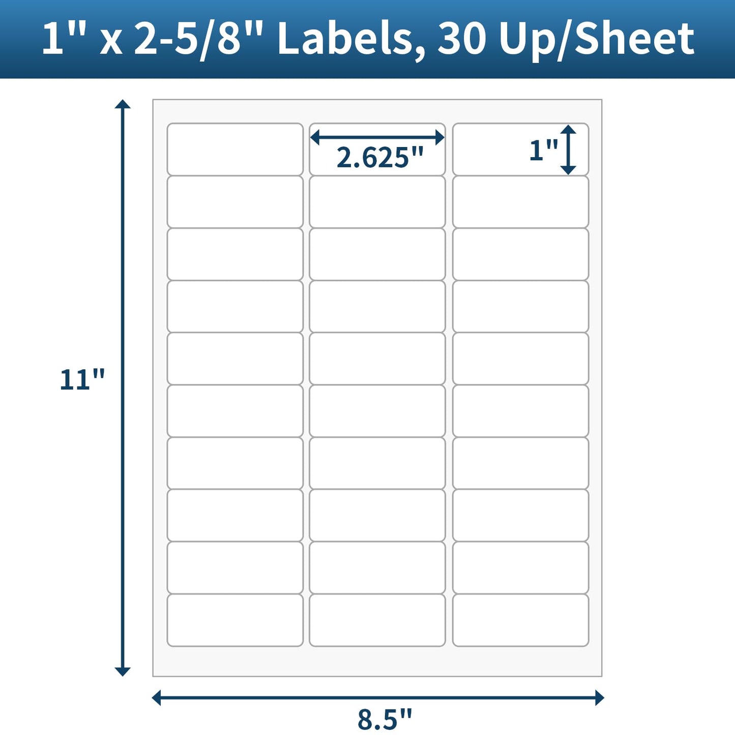 SJPACK 30-up Address Labels 1" x 2-5/8" Mailing Labels,15000 Lables, White Label Sticker Papers for Laser Inkjet Printers, (500 Sheets)