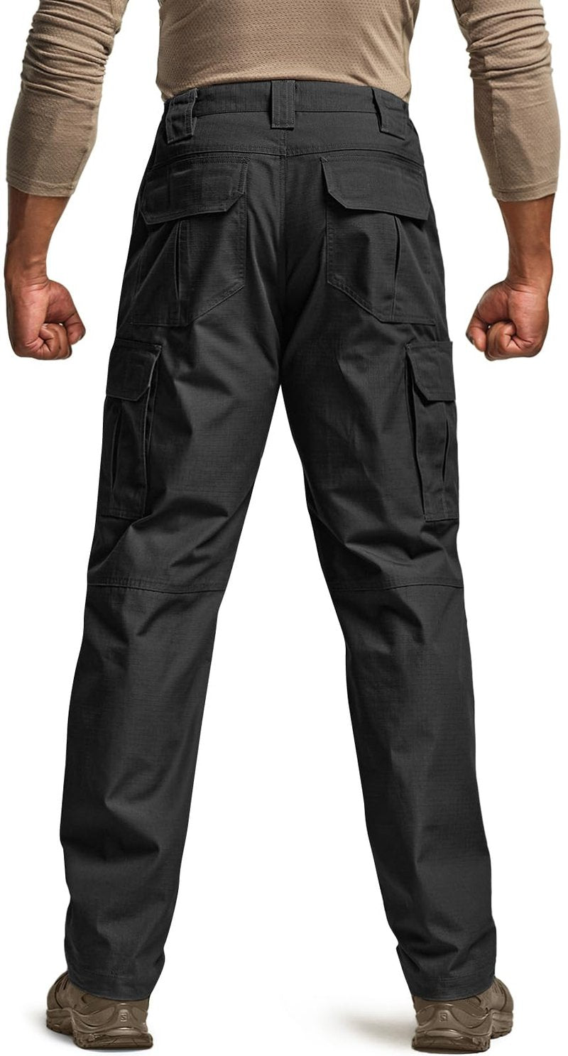 CQR Men's Tactical Pants, Water Resistant Ripstop Cargo Pants, Lightweight EDC Work Hiking Pants, Outdoor Apparel, Raider Black, 42W x 30L