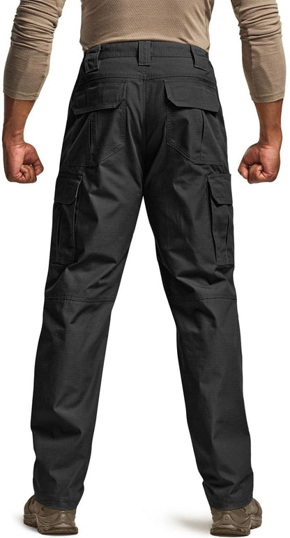 CQR Men's Tactical Pants, Water Resistant Ripstop Cargo Pants, Lightweight EDC Work Hiking Pants, Outdoor Apparel, Raider Black, 42W x 30L