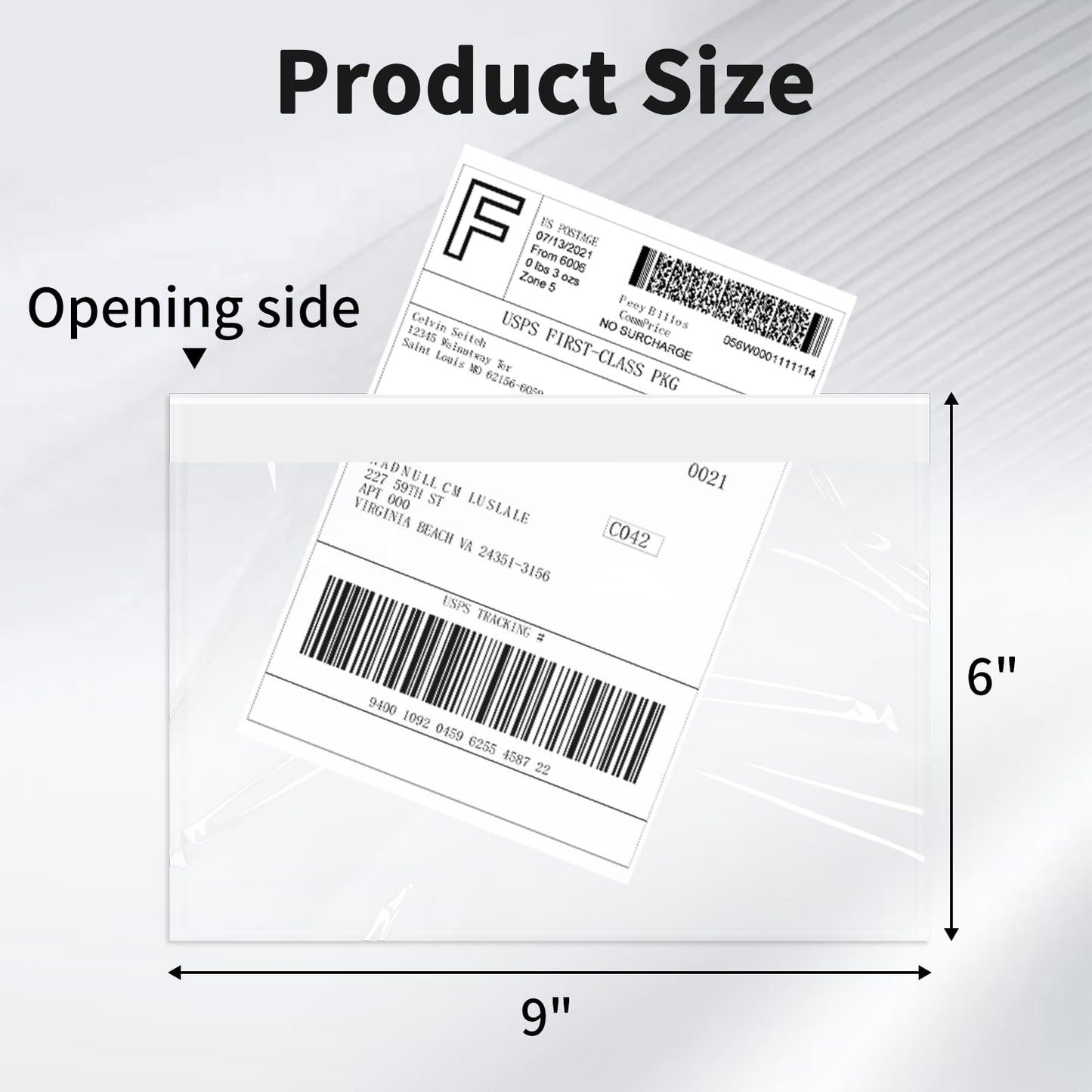 9527 Product 6" x 9" Clear Adhesive Top Loading Packing List Clear Shipping Pouches, Mailing/Shipping Label Envelopes (200 Pack)