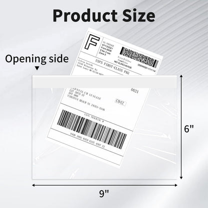9527 Product 6" x 9" Clear Adhesive Top Loading Packing List Clear Shipping Pouches, Mailing/Shipping Label Envelopes (100 Pack)