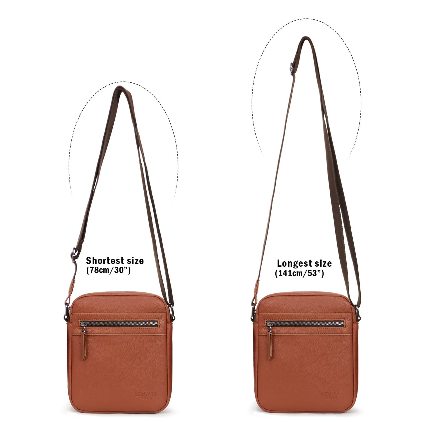 Lemuvlt Small Crossbody bag for men shoulder bag mens purse satchel leather messenger bag gift man(Brown)…