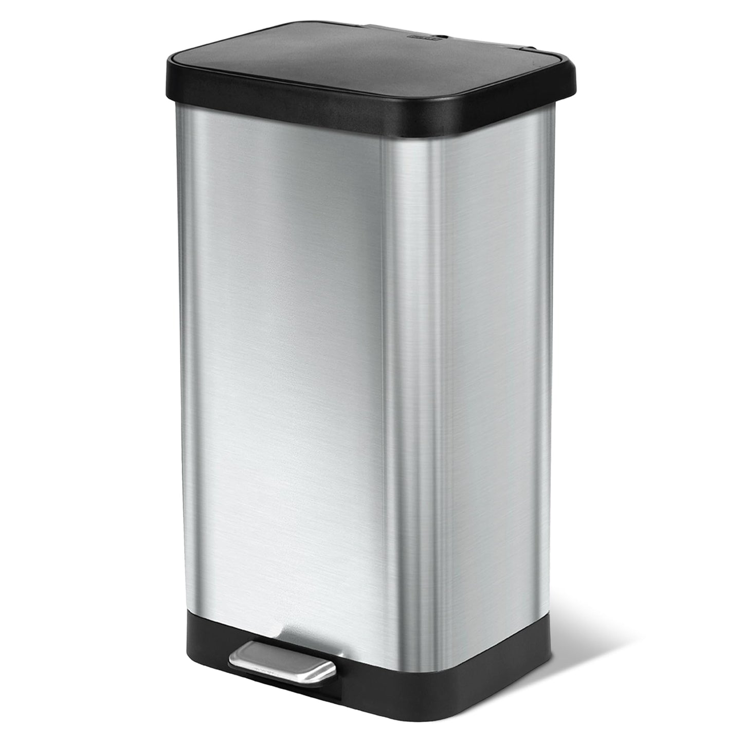 Glad Stainless Steel Step Trash Can with Clorox Odor Protection | Large Metal Kitchen Garbage Bin with Soft Close Lid, Foot Pedal and Waste Bag Roll Holder, 20 Gallon, Stainless