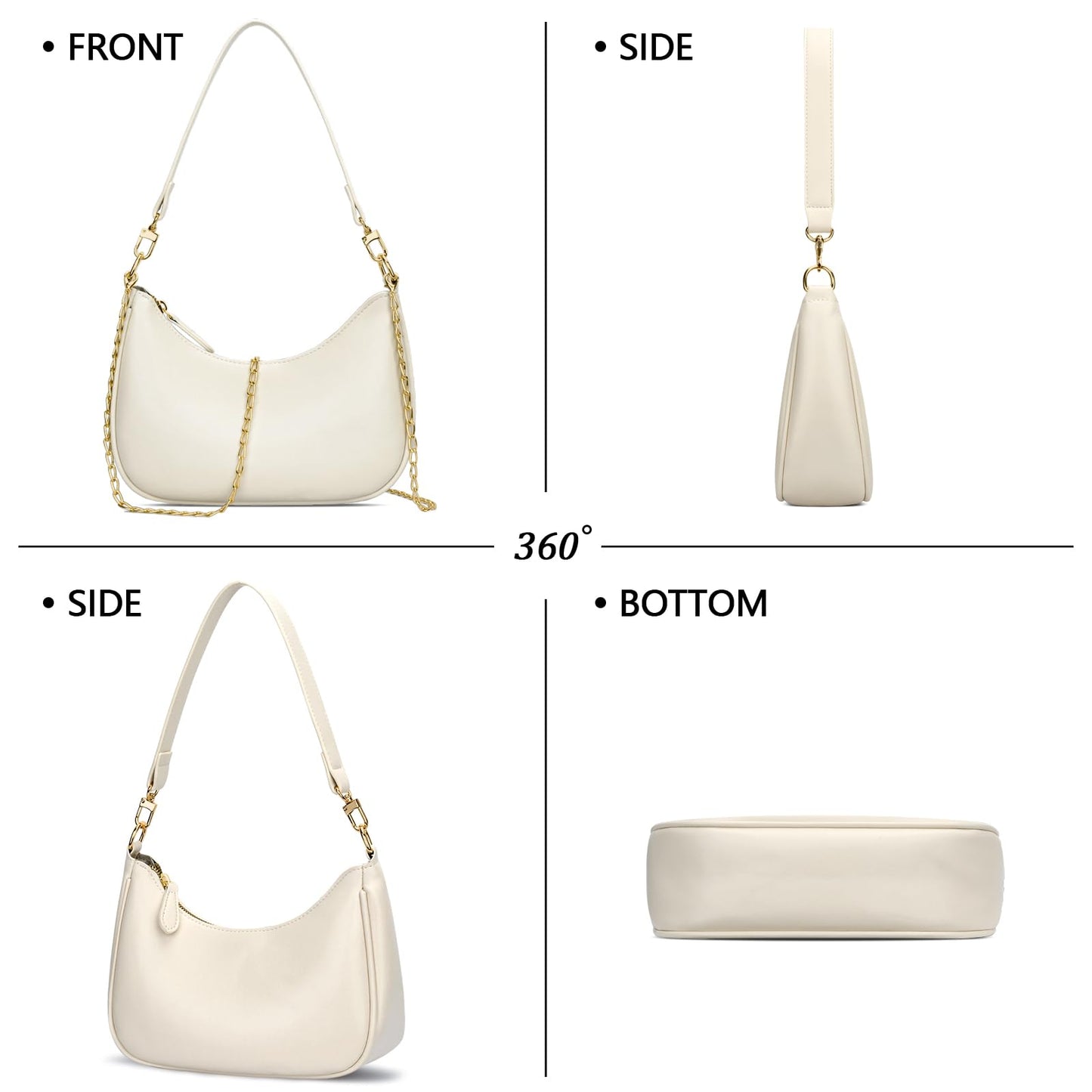 KKXIU Shoulder Bag for Women Cute Hobo and Tote Handbags Retro Clutch Underarm Purse with 2 Removable Straps (Beige)
