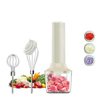 4-in-1 Electric Hand Mixer, Electric Whisk, Mini Onion Chopper 10Oz, Small Cordless Hand Blender, Milk Frother Wand for Coffee, Matcha, 4 Speed Rechargeable Food Processor for Baby Food Maker