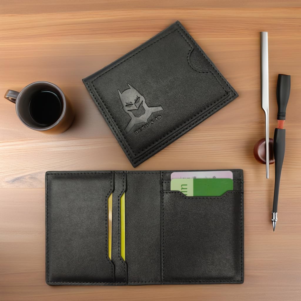 Leather Bat Wallet - Bifold wallet Man Woman, Superhero Mask Slim Card Holder, Bat ID Heroic wallet- Unique Valentine’s day Gift Birthday, Anniversary, for Dad, Husband, Boyfriend, Father's day
