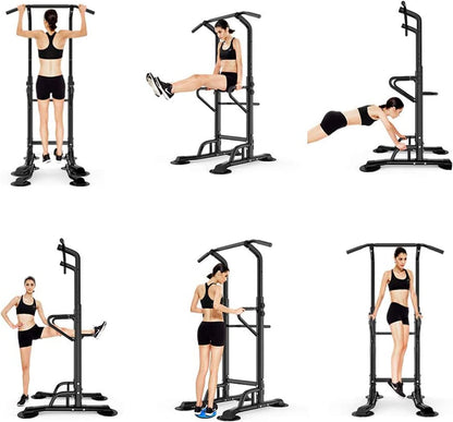 soges Power Tower Pull Up Station, Adjustable Multi-Function Dip Station Home Gym, Strength Training Pull-Up Bars for Full Body Workout, Power Tower Dip Station Pull Up Bar with 11 Height Levels