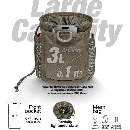 TSPRO MOLLE Tactical Dump Pouch with Adjustable Drawstring Closure for Magazines, Ammo, Tactical Vests & Duty Belts (Green)