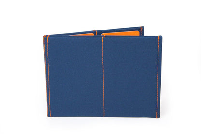 SlimFold Original Size Minimalist Front Pocket Vegan Slim Wallets for Men (RFID Blocking Navy/Orange)
