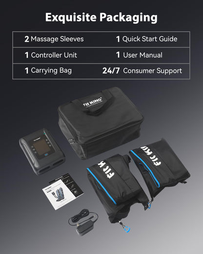 FIT KING Professional Air Compression Leg Recovery System, Cordless Rechargeable Leg Compression Massager Boots for Fast Recovery & Improved Circulation, Compression Boot for Athletes (Medium)
