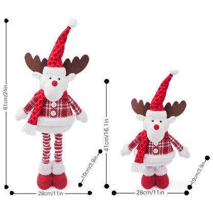 JIAHG Christmas Decorations Standing Fabric Santa Claus Snowman Reindeer with Stretchy Legs Christmas Tree Party Favors for Home Office Tabletop Fireplace Shelf Figurine Xmas Decor Ornaments