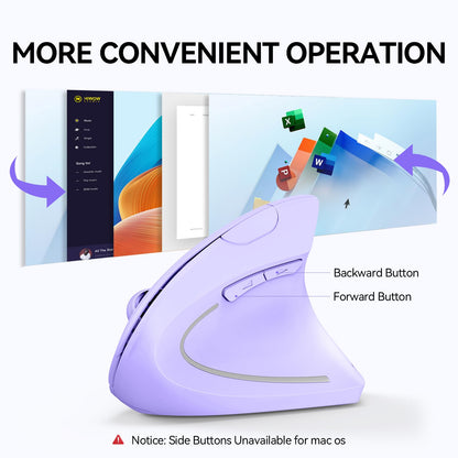 TECKNET Ergonomic Mouse, Wireless Bluetooth Vertical Mouse, 4800 DPI Optical Tracking, 6 Adjustable DPI, Quiet Clicks, 2.4GHz with USB A Receiver, 12 Months Battery, 6 Buttons, Wide Compatibility