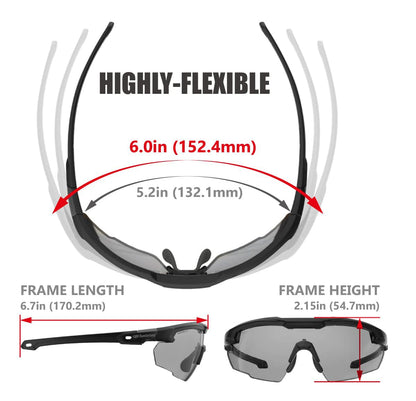 HTS HUNTERSKY S57 Smoke Grey Ballistic Tactical Shooting Glasses ANSI Z87+ UV400 Eyewear for Airsoft Range Security and Outdoor Sports, for Men and Women