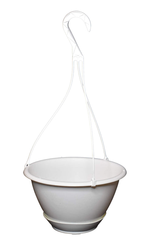 10" White Plastic Hanging Basket with Saucer for Indoor/Outdoor Use by Koba (5)