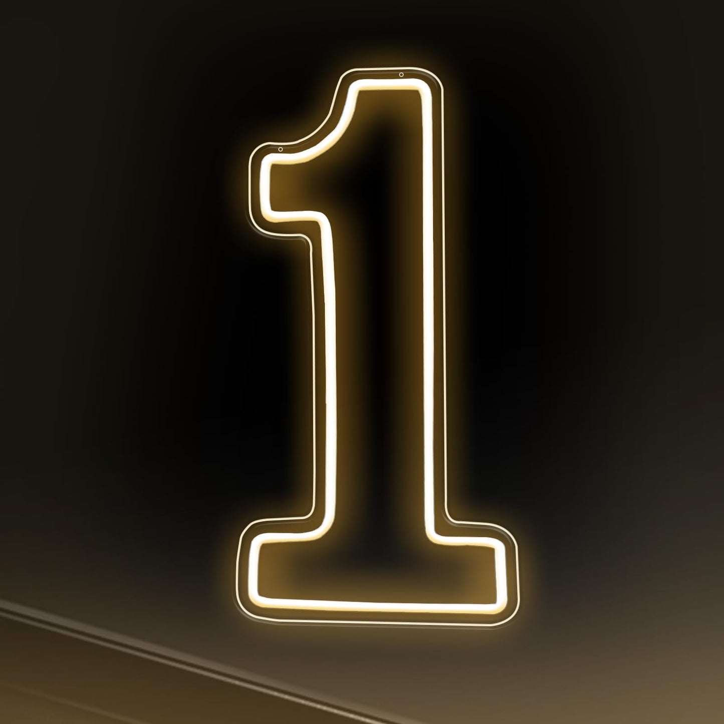 Number 1 Neon Sign 15.7" Birthday Led Sign Warm White Number One Light Up USB Powered Big Number Sign Light Up Neon Signs for Birthday Night Light Party Anniversary Wedding Christmas Home Bar Decor