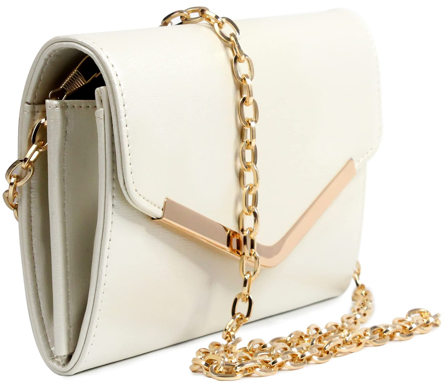 Autumnwell Clutch Purse Evening Bag for Women，Envelope Handbag With Detachable Chain for Wedding and Party（beige）