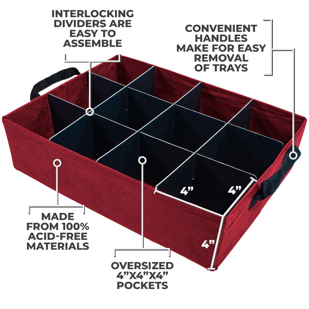 612 Vermont Christmas Ornament Storage Box, Holds 36-4 Inch Ornaments