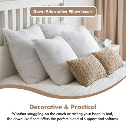MIULEE 24x24 Pillow Inserts,Down Alternative Pack of 2 Euro Decorative Throw Pillows for Sofa Couch Bed, Ultra Soft Fluffy Bed Sleeping Form