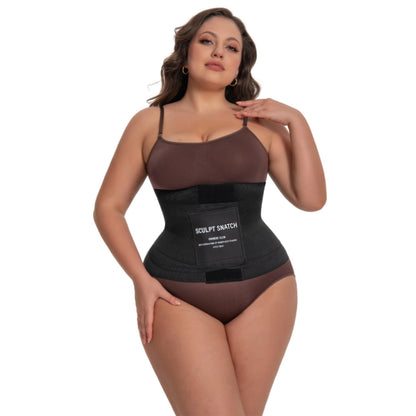 Sculpt Snatch 12" Long Torso Waist Trainer - Sweat Girdle with Tummy Control & Postpartum Support, Abdominal Binder Shapewear(BLACK, L)
