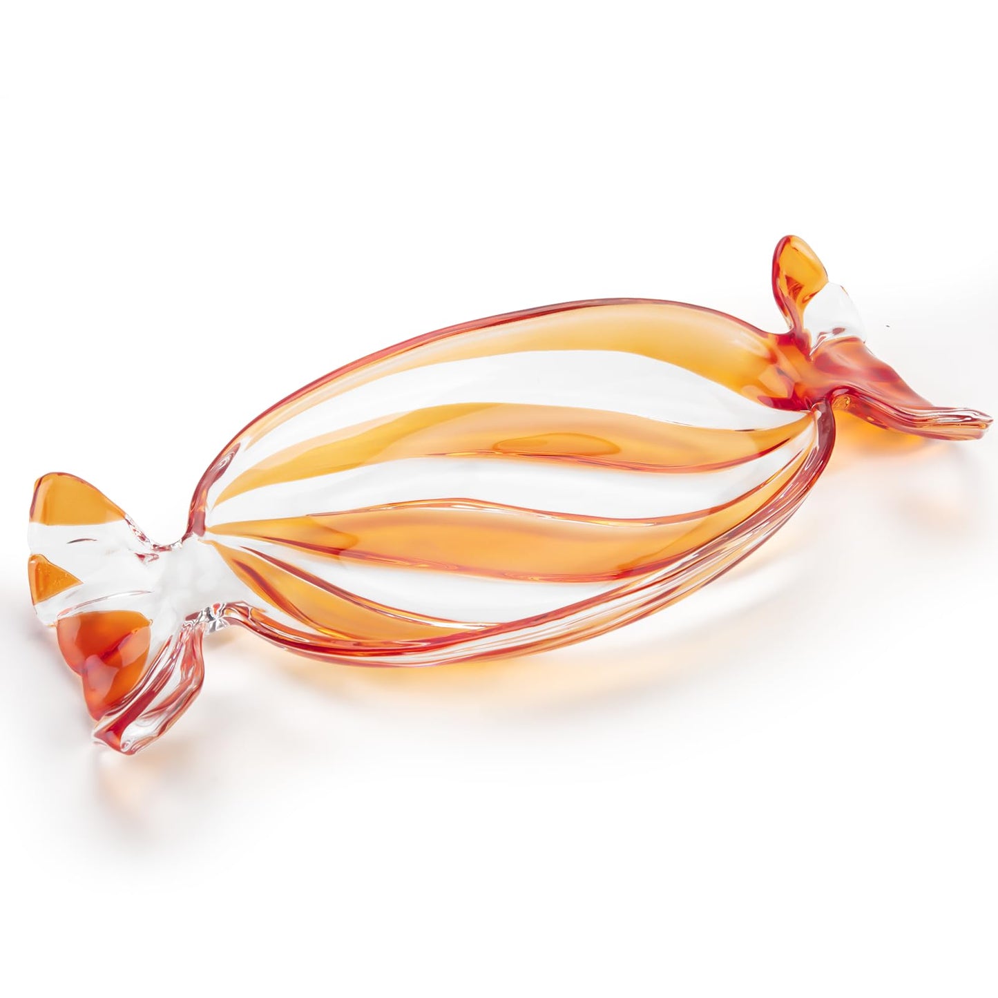 SHOWLOUE Christmas Platter Dish, Glass Candy Platter Serving Dessert Plates Christmas Dinnerware Tray Decorative Plates for Xmas Holiday Party Favor, Orange, Large