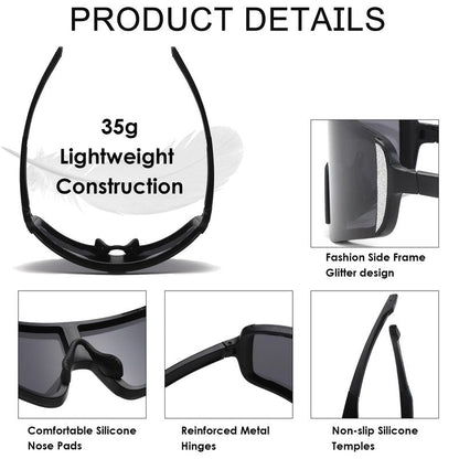 Long Keeper Cycling Sunglasses for Women Men Youth Running Riding Baseball Sports Sun Glasses Windproof Driving Sports Shades (Black Frame Dark Grey Lens)