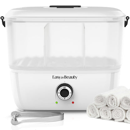 EASYINBEAUTY Hot Towel Warmers for Spa, Holds 16 Small Towels, 5L Portable Towel Steamer with Quickly Heating in 1-5 Mins, Auto Off Timer Foldable Towel Warmer for Facials, Barber, Manicures, Massage