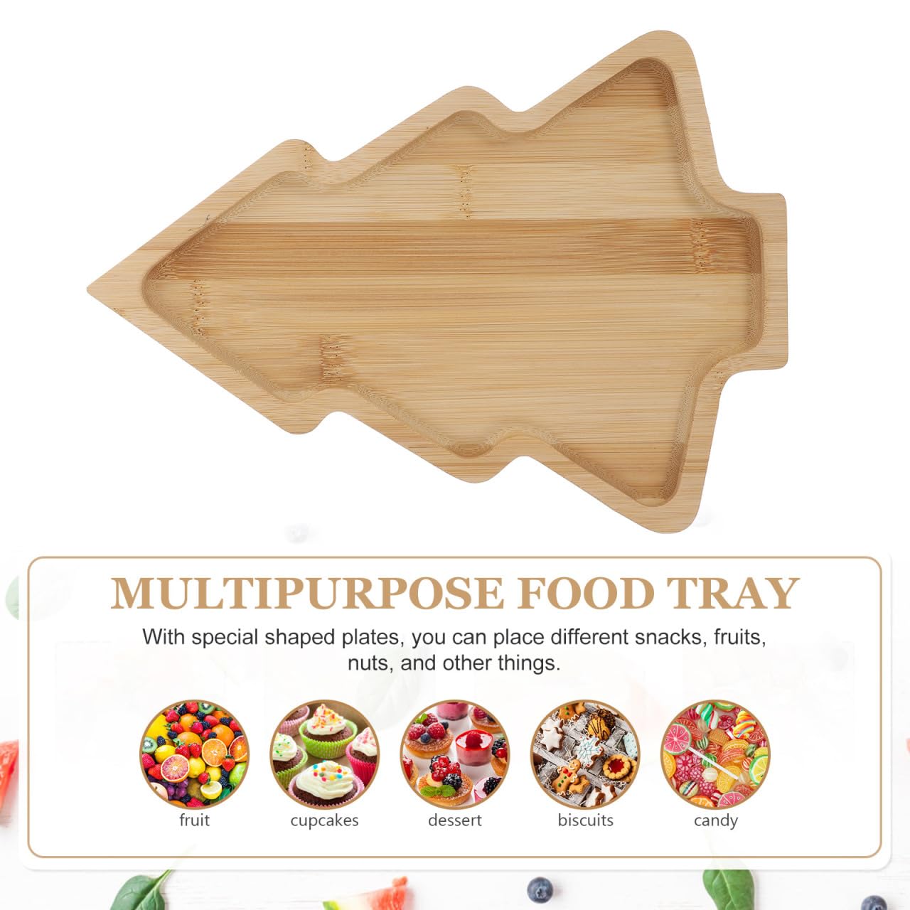 ULTECHNOVO Christmas Tree Serving Tray, 11 Inch Wooden Charcuterie Board for Holiday Food, Tree Shaped Serving Platter, Christmas Cutting Board for Kitchen Hosting, Wood Appetizer Plate for Snacks