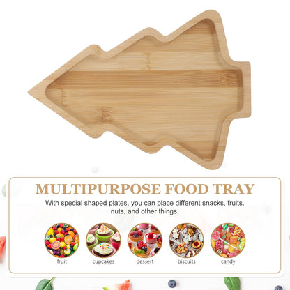 ULTECHNOVO Christmas Tree Serving Tray, 11 Inch Wooden Charcuterie Board for Holiday Food, Tree Shaped Serving Platter, Christmas Cutting Board for Kitchen Hosting, Wood Appetizer Plate for Snacks