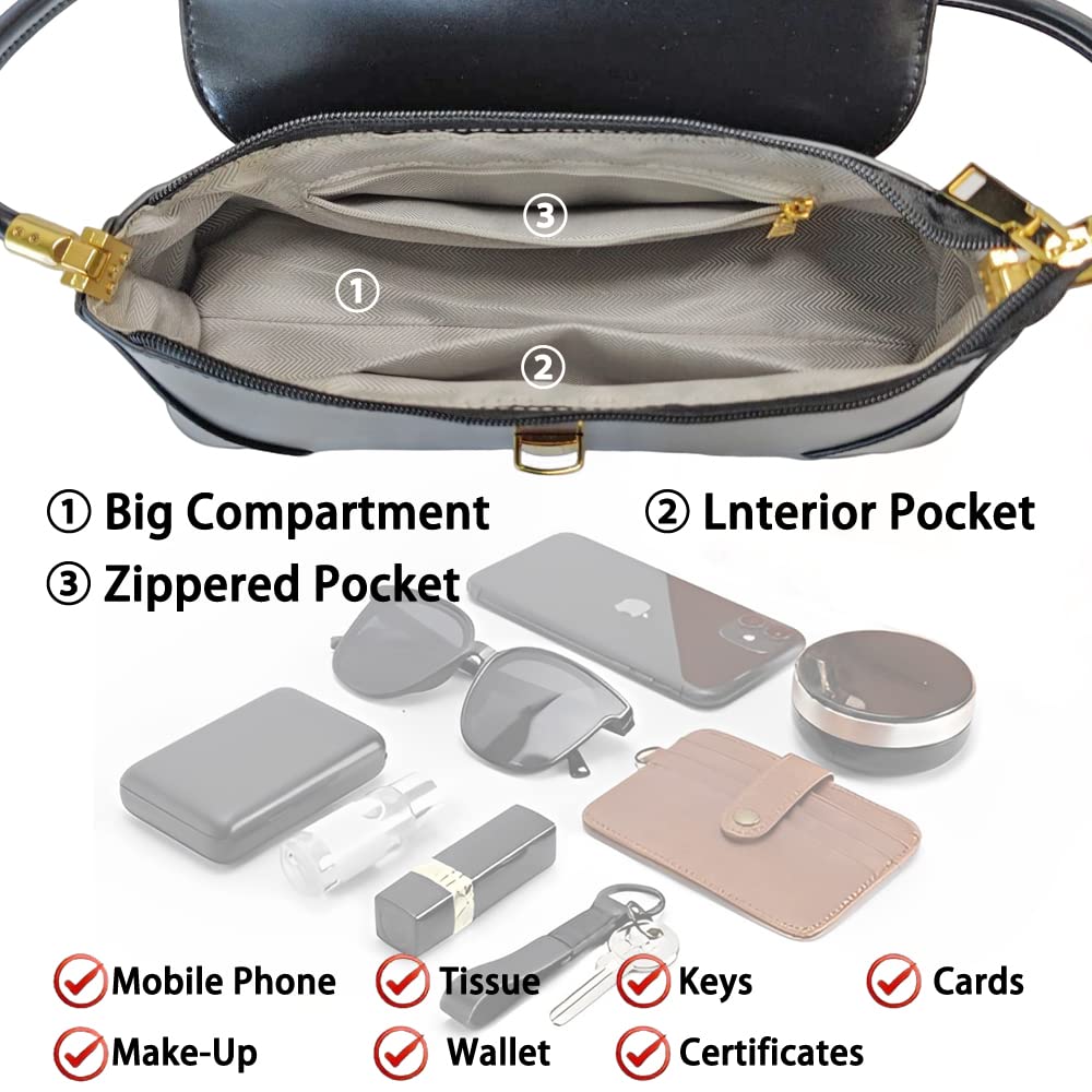 Black Shoulder Bag for Women Vintage Purses Retro Clutch Purse Small Cute Hobo Handbag