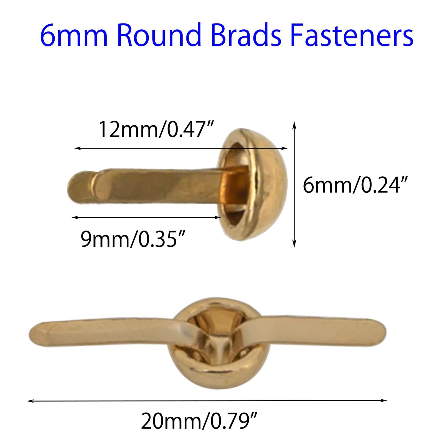 250pcs Paper Fasteners Brads Round Fasteners for Kids Craft Art Crafting School Project Brass Fasteners Decorative Paper Decoration Scrapbooking DIY Supplies (Round 6mm Rose Gold)