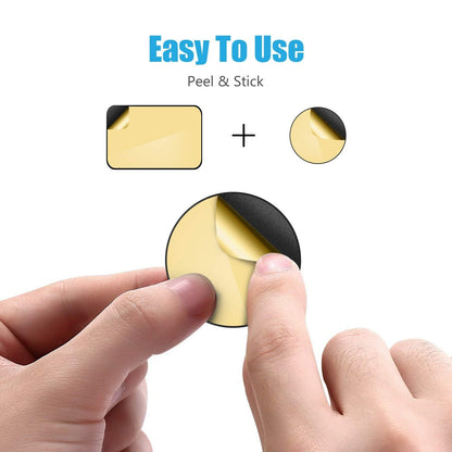 Mount Metal Plate with Adhesive for Magnetic Cradle-Less Mount by WixGear - X4 Pack 2 Rectangle and 2 Round (Compatible with Magnetic mounts) (Black)