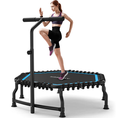 ANCHEER 50" Rebounder Trampoline for Adults- 2026 Foldable Mini Trampoline with Bar- Exercise Trampoline for Adults, Max Load 560lbs, for Indoor/Garden Workout