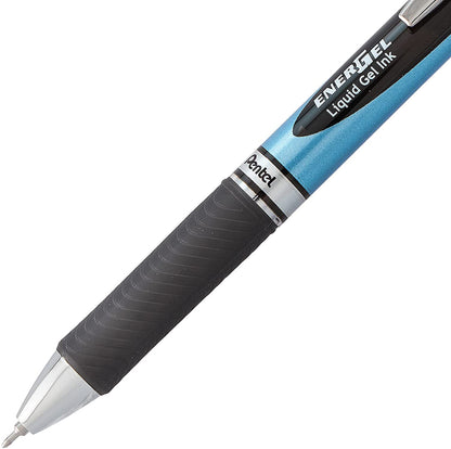 Pentel Energel 0.5 mm Rtx Retractable, 12 Pack of 6 Black & 6 Blue Ink Pens Needle Tip, Pens 0.5 mm Fine Point